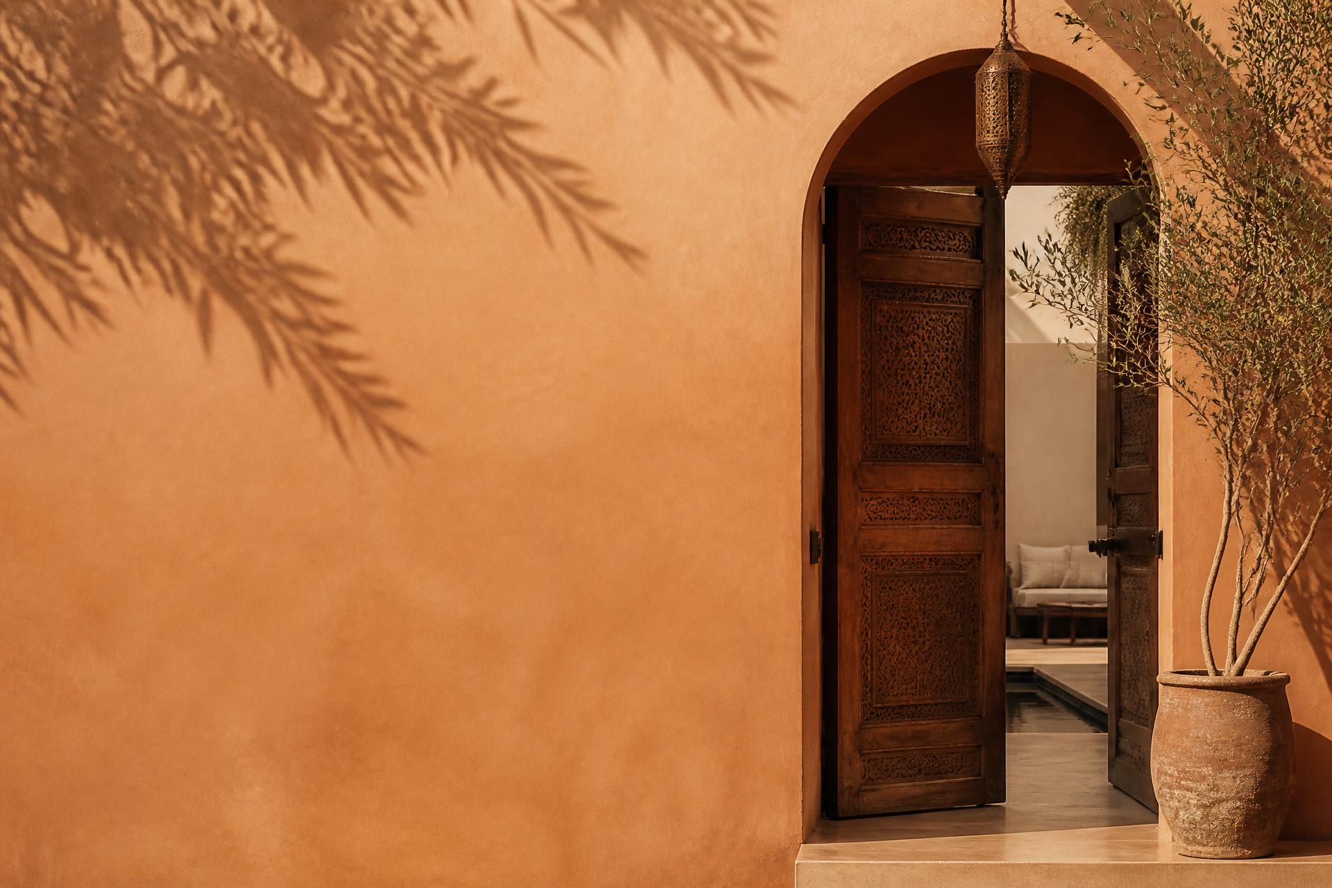 Entrée d'un riad contemporain à Marrakech